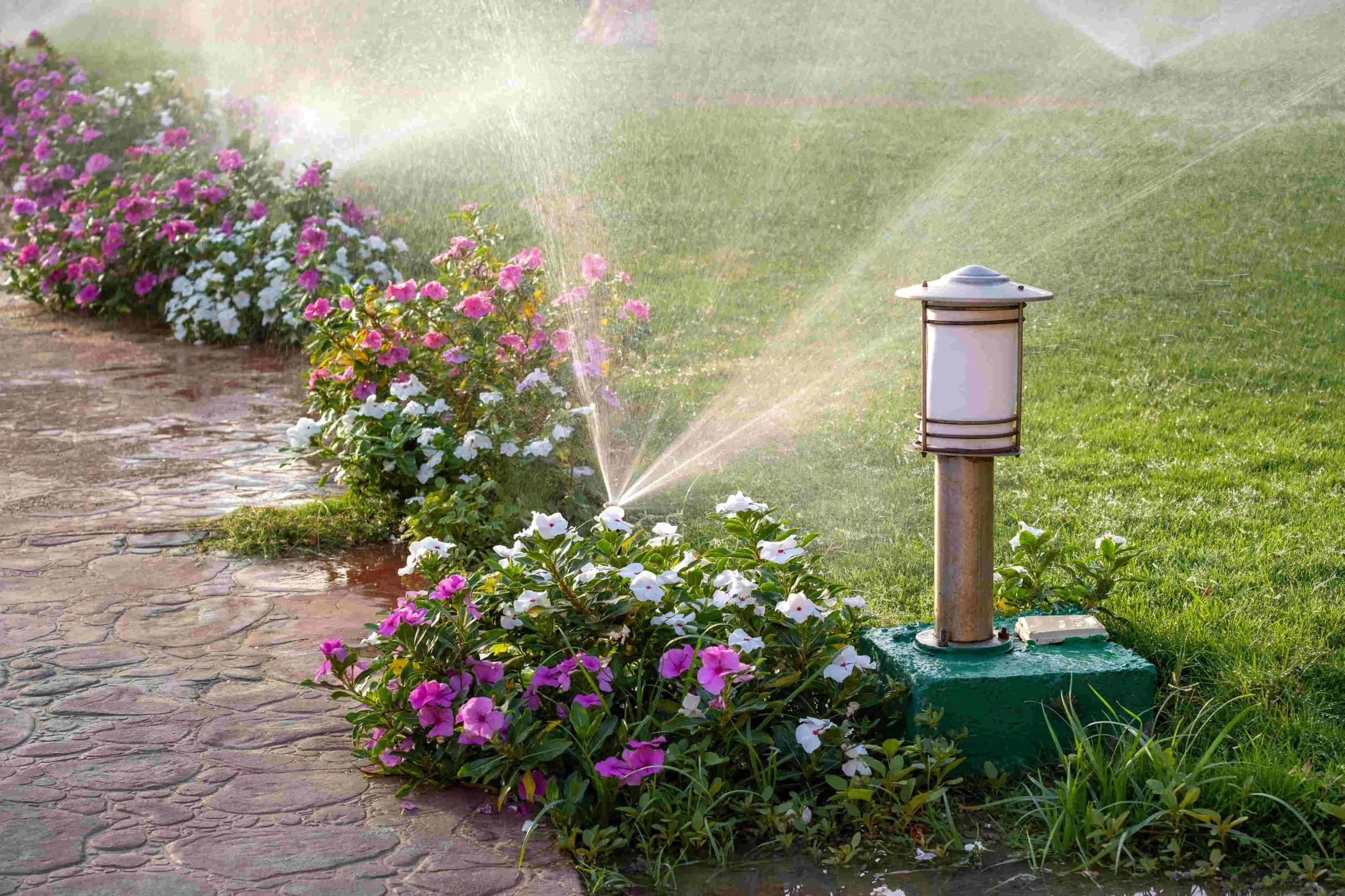 Sprinkler Flowers Stone Lamp Mclennan County Texas