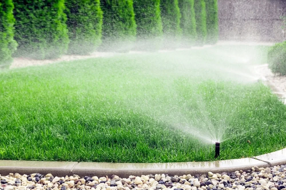 Sprinklers Watering Green Lawn Mclennan County Texas