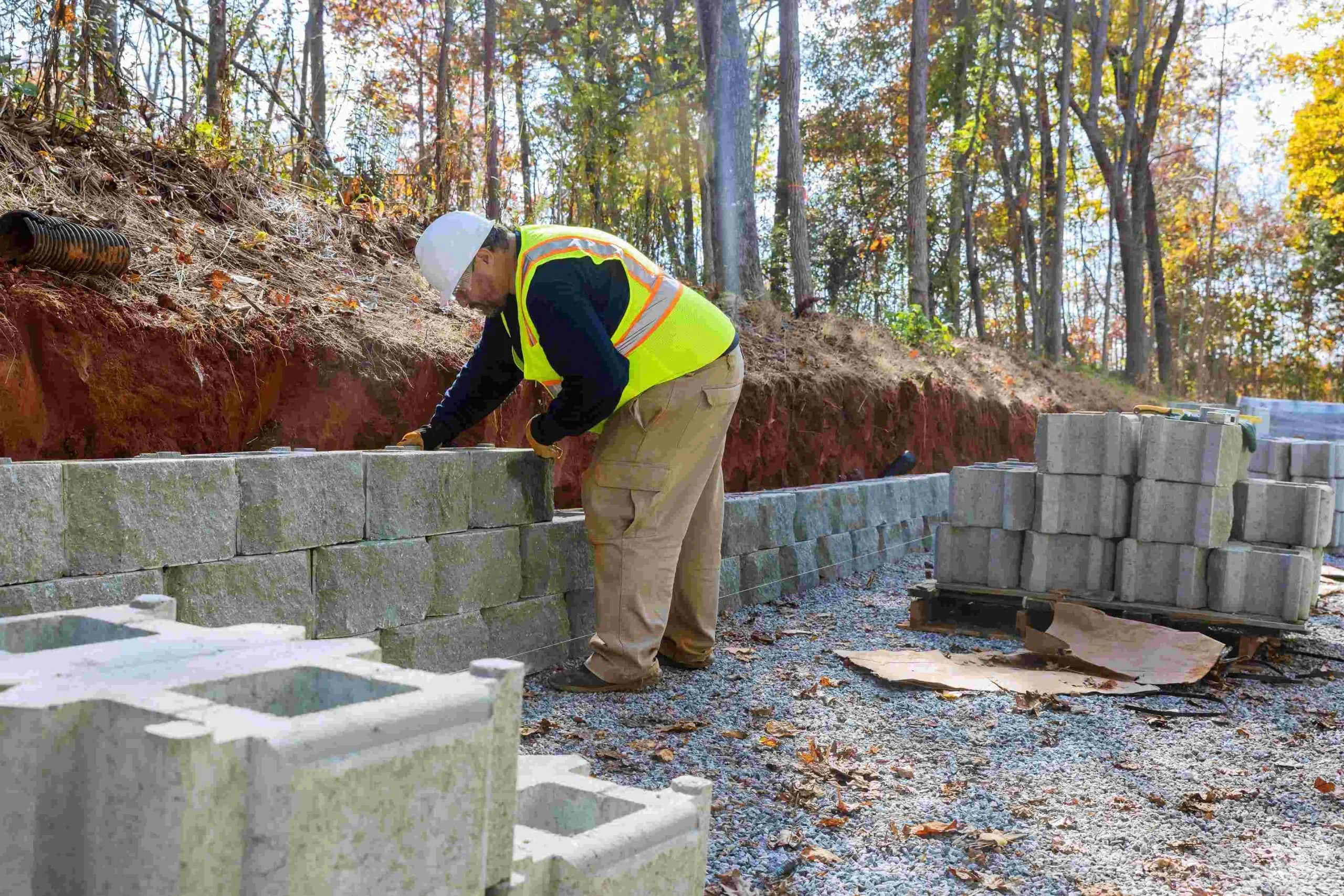 Worker Building Retaining Wall Mclennan County Texas